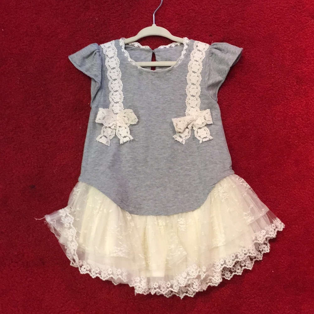 Grey and lace toddler dress